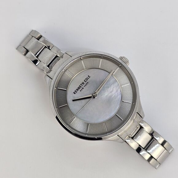Kenneth Cole Women's Watch 36MM MOP Dial Gray Case Bracelet 5.5" New Battery - Picture 1 of 12
